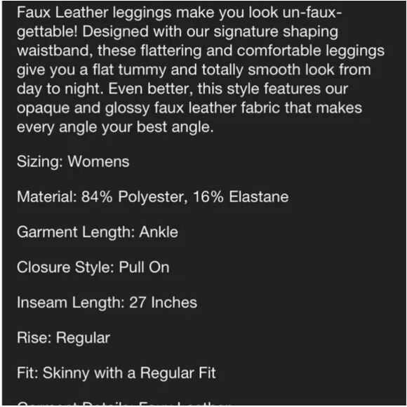 Assets By Spanx Faux Leather Shaping Leggings- Very Black - Picture 5 of 10